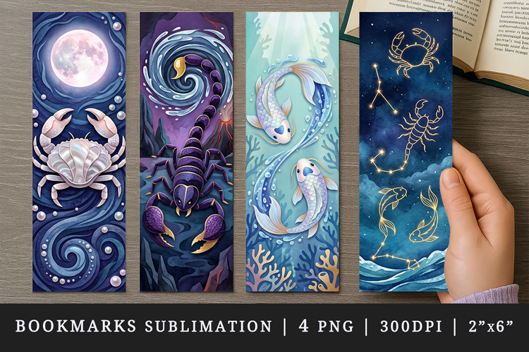 Zodiac sign bookmarks printable sublimation bookmark design