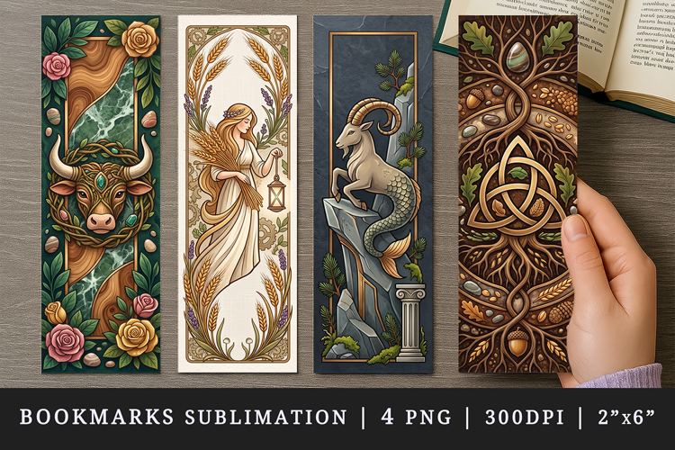 Zodiac sign bookmarks printable sublimation bookmark design