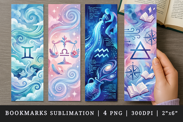 Zodiac sign bookmarks printable sublimation bookmark design