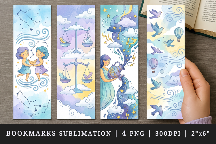 Zodiac sign bookmarks printable sublimation bookmark design