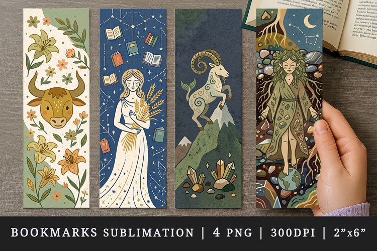 Zodiac sign bookmarks printable sublimation bookmark design