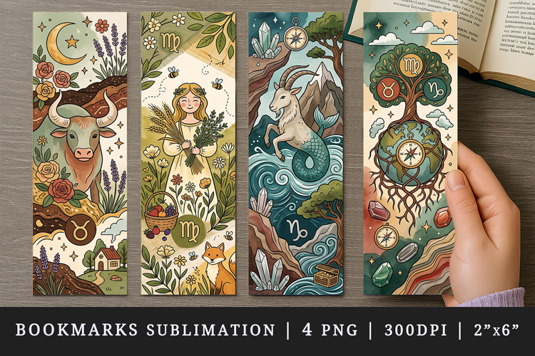 Zodiac sign bookmarks printable sublimation bookmark design