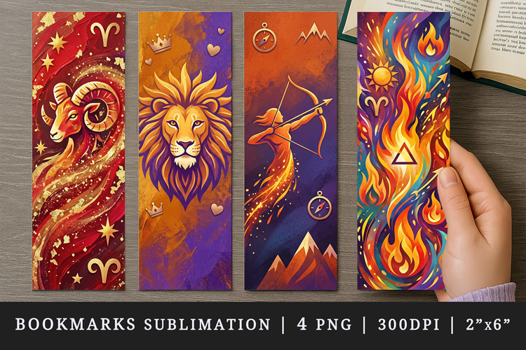 Zodiac sign bookmarks printable sublimation bookmark design