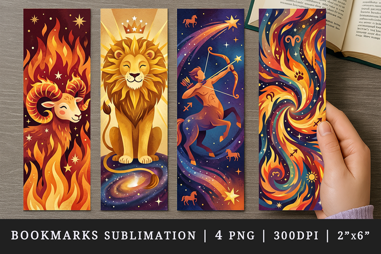 Zodiac sign bookmarks printable sublimation bookmark design