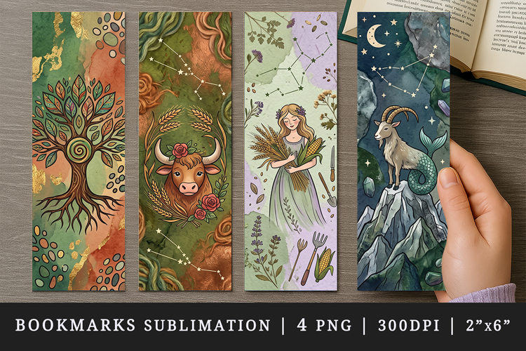 Zodiac sign bookmarks printable sublimation bookmark design
