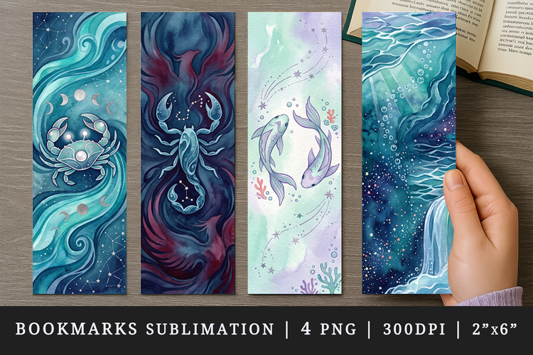 Zodiac sign bookmarks printable sublimation bookmark design