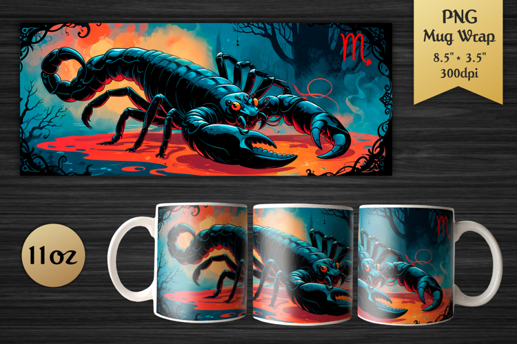 Zodiac Sign Scorpio | 11oz Mug Wrap Design