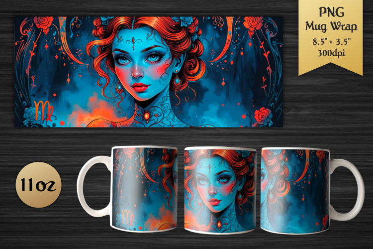 Zodiac Sign Virgo| 11oz Mug Wrap Design