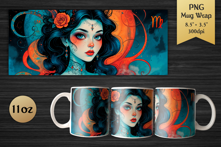 Zodiac Sign Virgo| 11oz Mug Wrap Design