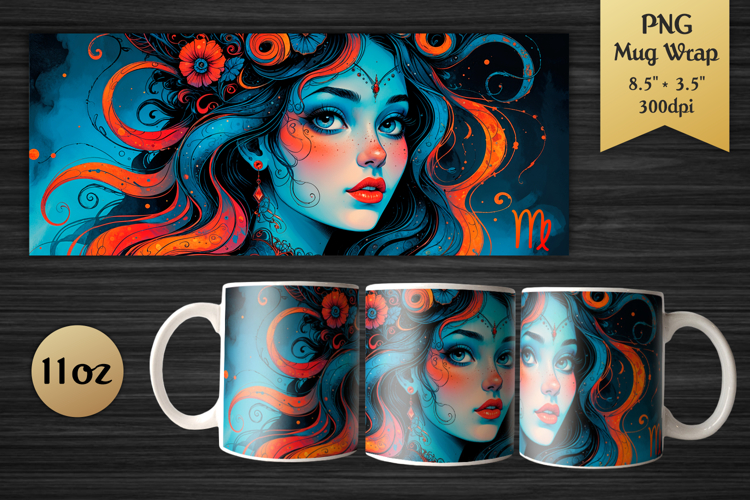 Zodiac Sign Virgo| 11oz Mug Wrap Design