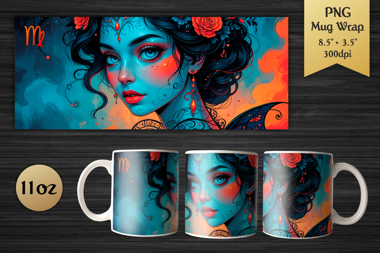 Zodiac Sign Virgo| 11oz Mug Wrap Design