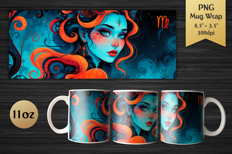 Zodiac Sign Virgo| 11oz Mug Wrap Design