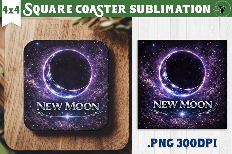 New Moon Square Coaster | Moon Phase Design