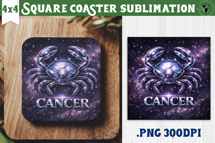 Cancer Square Coaster | Moon Phase Design