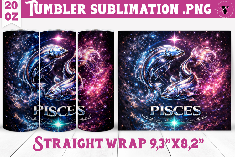 Pisces Tumbler | Galactic Metallic Zodiac