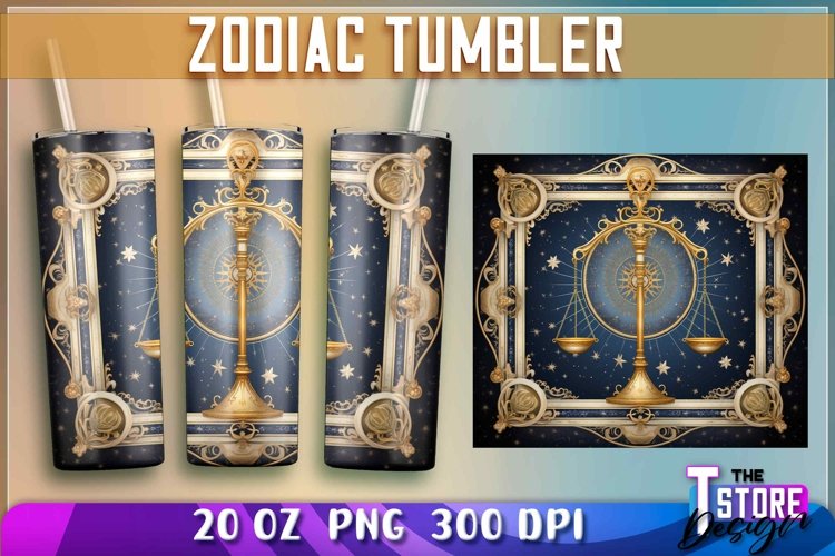Libra Tumbler Wrap | Zodiac 20 oz PNG Design | PNG File