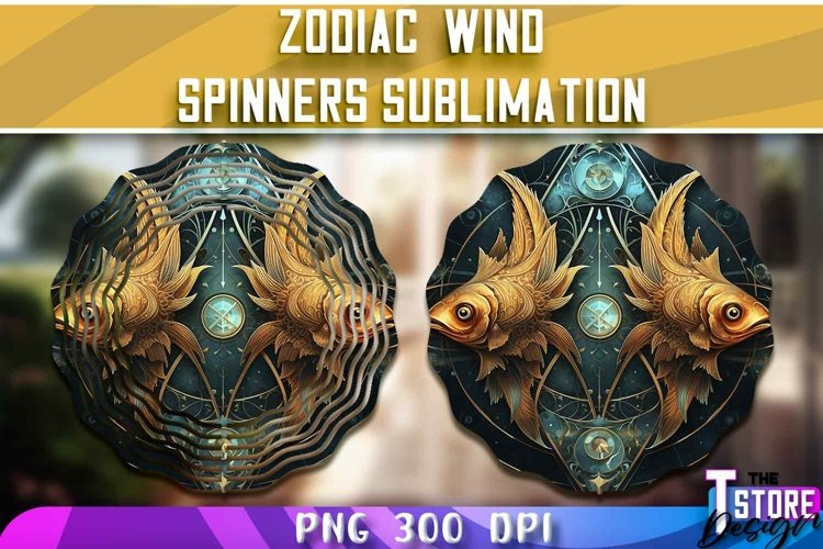 Pisces Wind Spinners Sublimation | Zodiac PNG Design example image 1