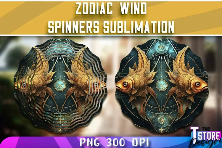 Pisces Wind Spinners Sublimation | Zodiac PNG Design