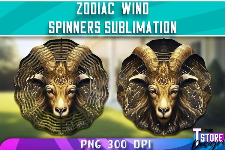 Capricorn Wind Spinners Sublimation | Zodiac PNG Design example image 1