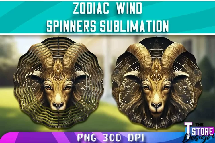 Capricorn Wind Spinners Sublimation | Zodiac PNG Design
