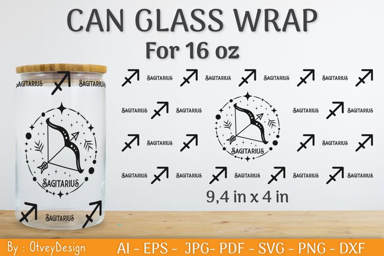 Can Glass 16 Oz Libbey Wrap SVG Zodiac
