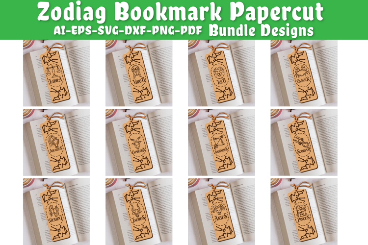 Zodiac Bookmark Lasercut | Bookmark Design Lasercut BUNDLES