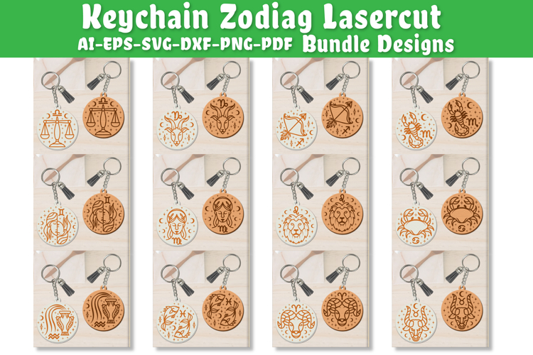 Zodiac Keychain Lasercut | Keychain Design Lasercut BUNDLES