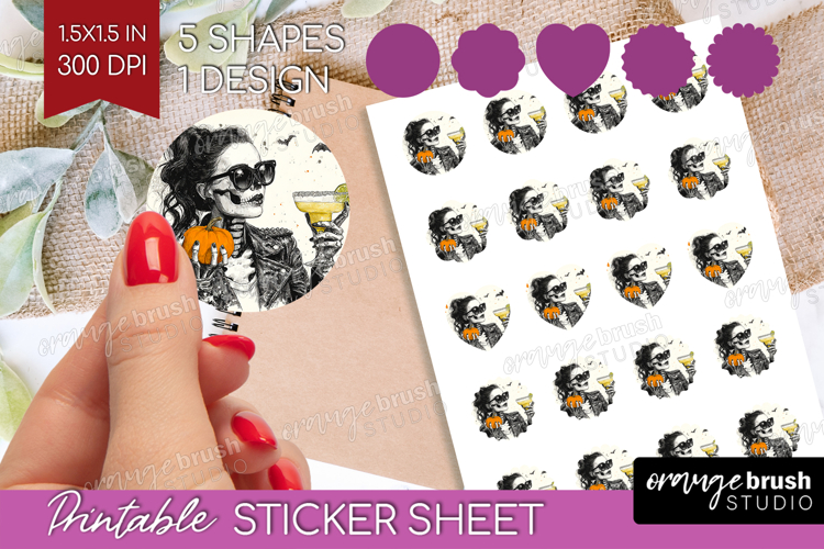 Zombie Halloween Round Sticker Spooky Season Printable