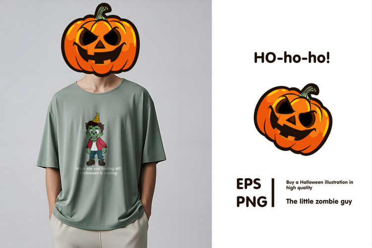 Creepy Zombie Kid Halloween Illustration
