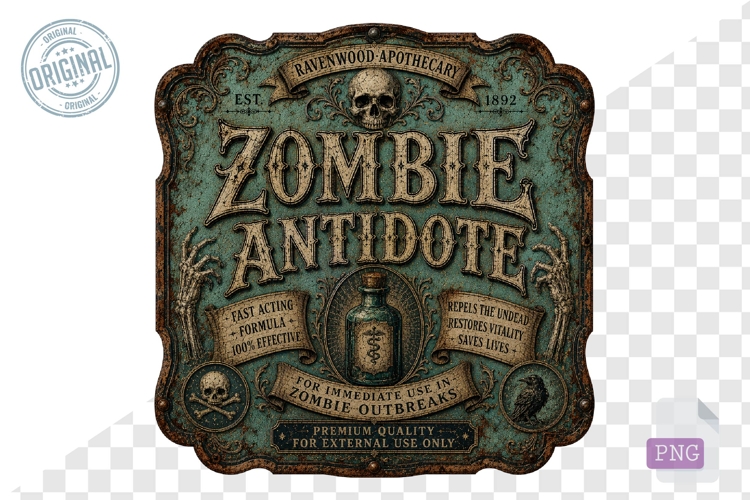 Zombie Antidote Apothecary Halloween Potion PNG Design