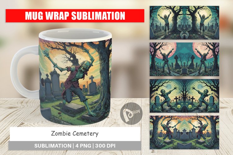 Mug Wrap Design Zombie Halloween
