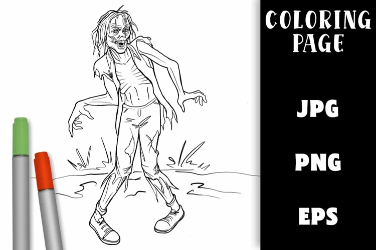 Zombie Coloring Page - Halloween