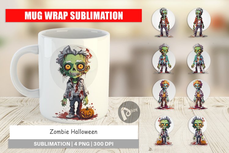 Mug Wrap Design Halloween Zombie