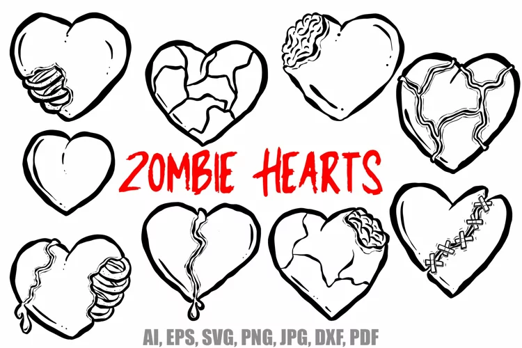 Zombie Love Hearts Coloring Halloween Valentines Day Sticker