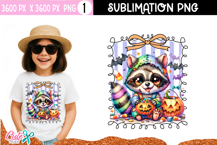 Zombie Raccoon PNG |Halloween Sublimation for Crafts