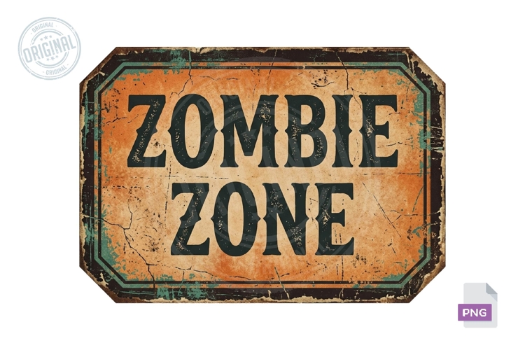 Zombie Zone Vintage Halloween Potion Label PNG Design Art