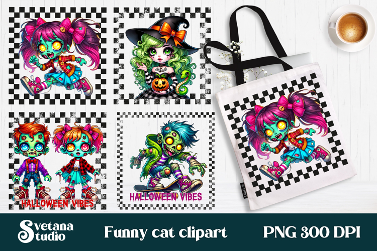 Halloween clipart PNG | Cute Halloween zombie sublimation