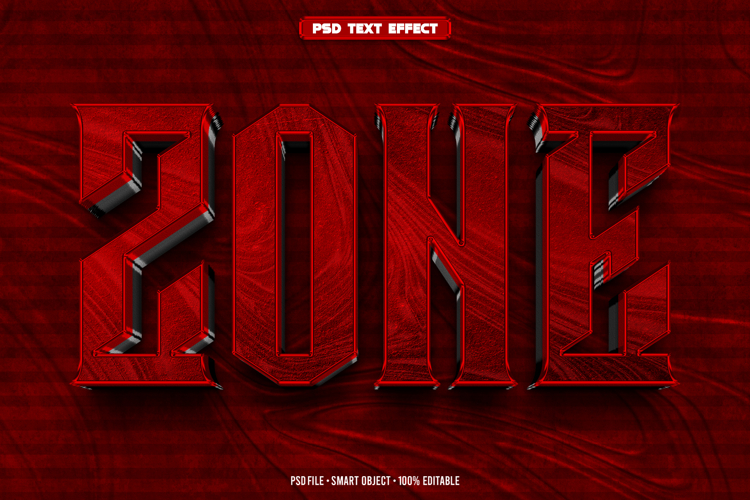 Zone 3D editable text effect