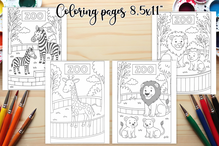 Zoo coloring page PNG | Animal coloring book for kids
