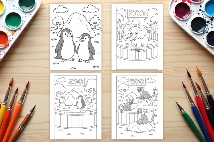 Zoo coloring page PNG | Animal coloring book for kids