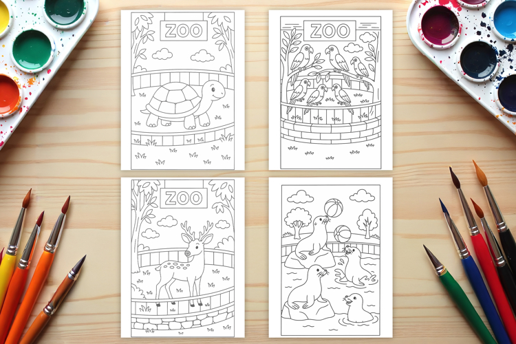 Zoo coloring page PNG | Animal coloring book for kids
