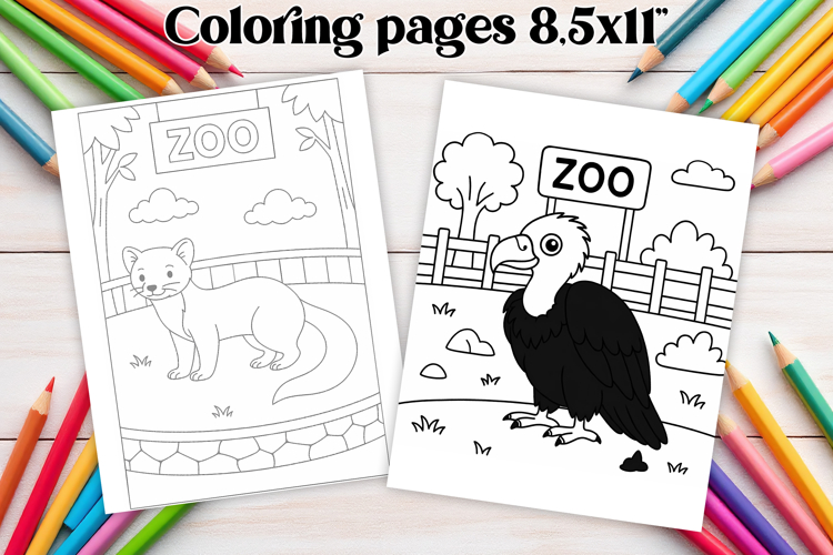 Zoo coloring page PNG, coloring book for kids