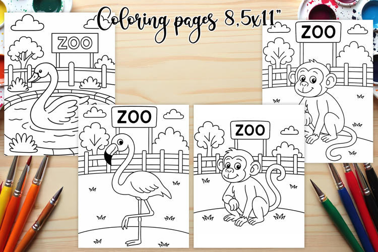 Zoo coloring page PNG | Animal coloring book for kids