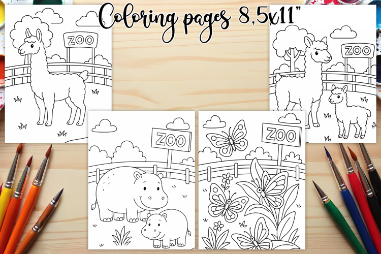 Zoo coloring page PNG | Animal coloring book for kids