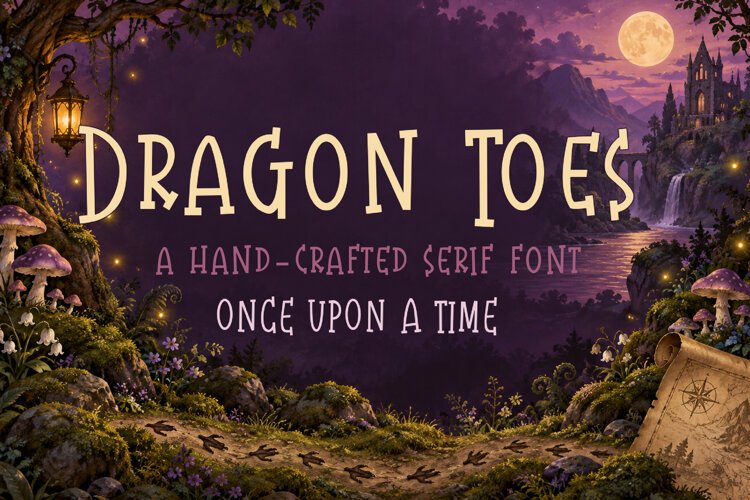 Dragon Toes Handcrafted Fantasy Serif Font example image 1