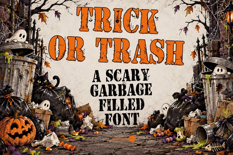 Trick or Trash Spooky Halloween Display Font example image 1