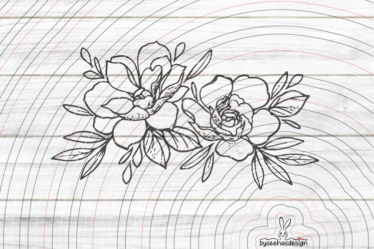 Two flowers Cutting file SVG DXF