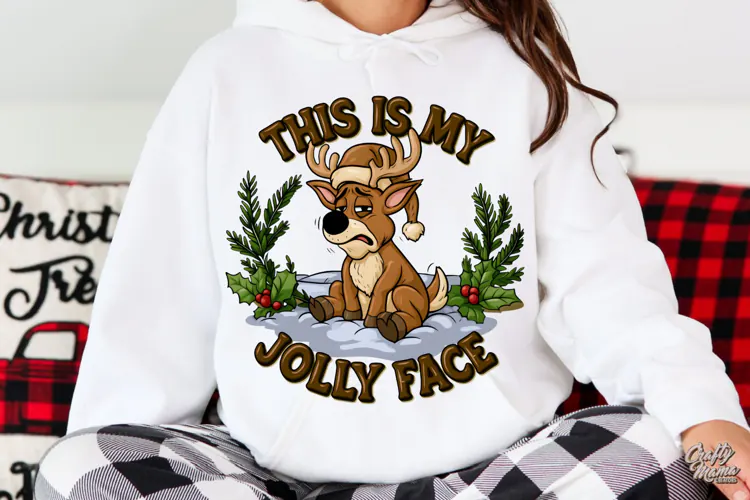 This Is My Jolly Face | Reindeer | Funny Christmas PNG